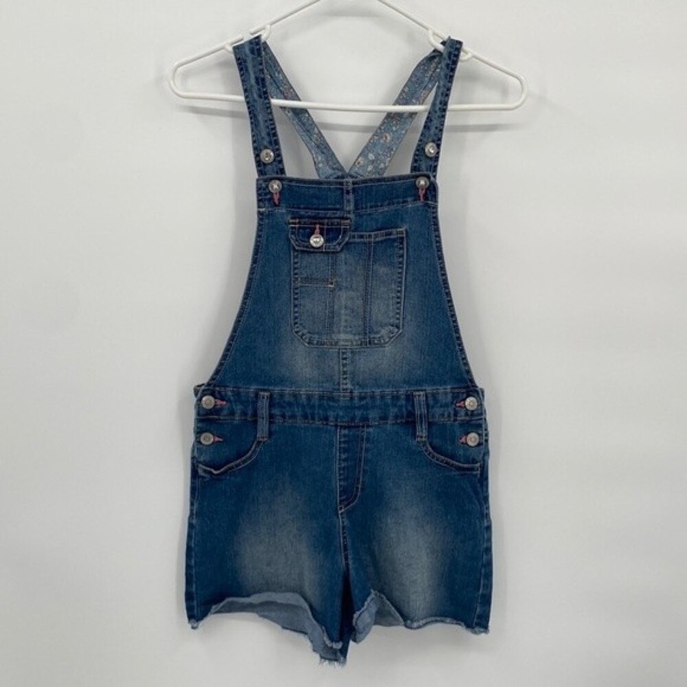 Jordache Shorts Overalls Dark Wash Raw Hem Girls XL 14/16